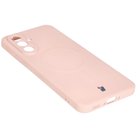 Silikonowe etui z pierścieniem magnetycznym Bizon Case Silicone Magnetic Sq do Galaxy A56 5G, jasnoróżowe