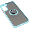 Etui z uchwytem na palec Bizon Case Hybrid Ring do Galaxy S22 Plus, przydymione z jasnoniebieską ramką
