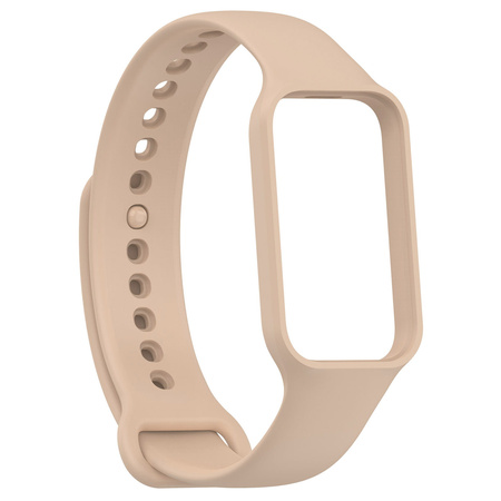 Etui z paskiem Bizon Strap + Case Watch Dots do Xiaomi Redmi Smart Band 2 / Xiaomi Mi Band 8 Active, jasnoróżowe