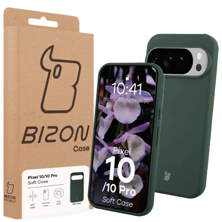 Silikonowe etui Bizon Soft Case do Google Pixel 10 / 10 Pro, ciemnozielone