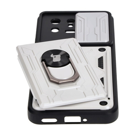 Etui Bizon Case Camshield Card Slot Ring do Xiaomi 13, białe