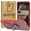 Etui z uchwytem na palec Bizon Case Hybrid Ring do Xiaomi Redmi Note 14 Pro Plus 5G, przydymione z czerwoną ramką