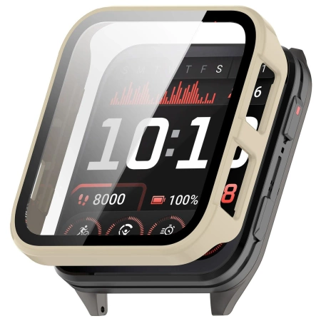 Etui ze szkłem do zegarka Bizon Case Watch Adamo do Garmin Venu X1, beżowe