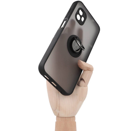 Etui z uchwytem na palec Bizon Case Hybrid Ring do Galaxy Xcover6 Pro, przydymione z czarną ramką