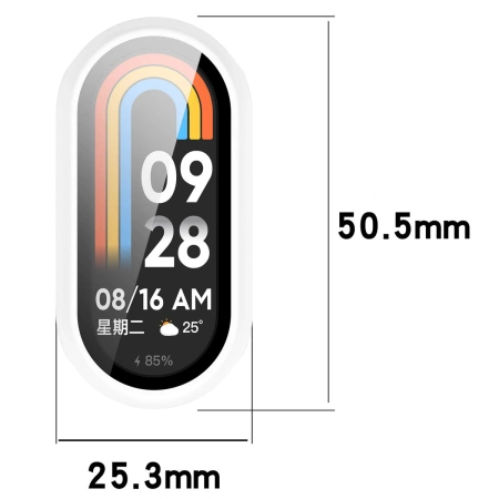 Etui ze szkłem do zegarka Bizon Case+Glass Watch do Xiaomi Smart Band 10, białe