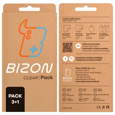 3x Szkło hartowane + szybka na aparat Bizon Glass Clear Pack do Xiaomi POCO F6 Pro