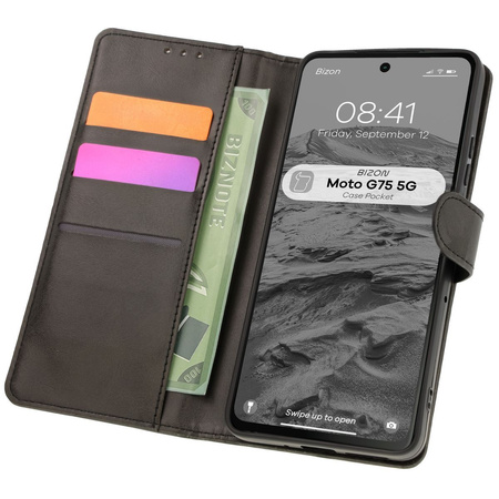 Etui z klapką Bizon Case Pocket do Motorola Moto G75 5G, czarne