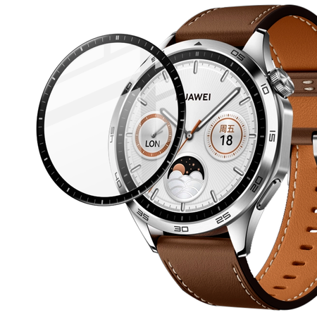 Szkło hybrydowe Bizon Glass Watch Edge Hybrid dla Huawei Watch GT 4 46 mm, czarne