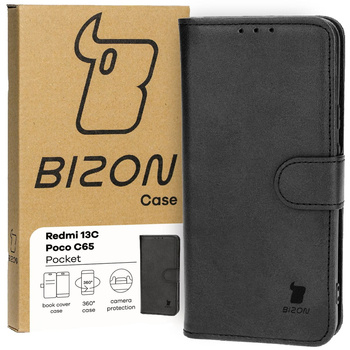 Etui z klapką Bizon Case Pocket do Xiaomi Redmi 13C / Xiaomi Poco C65, czarne