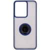 Etui z uchwytem na palec Bizon Case Hybrid Ring do Realme 14 5G / 14T 5G, przydymione z granatową ramką