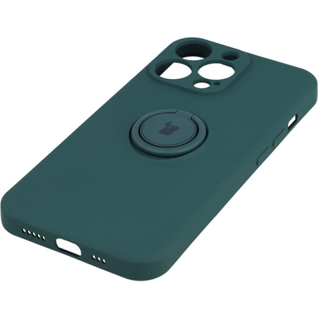 Etui Bizon Case Silicone Ring do iPhone 13 Pro, ciemnozielone