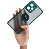Etui z uchwytem na palec Bizon Case Hybrid Ring do Xiaomi Redmi Note 12 Pro 5G, przydymione z ciemnozieloną ramką