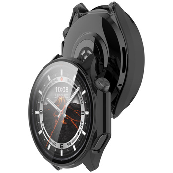 Etui ze szkłem do zegarka Bizon Case+Glass Watch do OnePlus Watch 3 / Oppo Watch X2, czarne