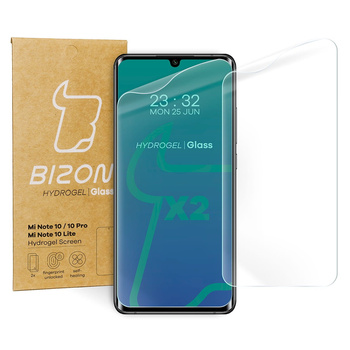 Folia hydrożelowa na ekran Bizon Glass Hydrogel, Xiaomi Mi Note 10/ Pro/ Lite, 2 sztuki