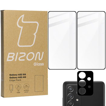 2x Szkło + szybka na aparat Bizon Edge Pack do Galaxy A52s 5G, A52 4G/5G
