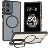 Etui z podstawką i pierścieniem magnetycznym Bizon Case Eclipse do Motorola Edge 50 Fusion, przydymione z czarną ramką