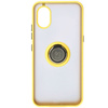 Etui z uchwytem na palec Bizon Case Hybrid Ring do Galaxy Xcover7, przydymione z żółtą ramką