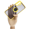 Etui z uchwytem na palec Bizon Case Hybrid Ring do Galaxy A24 4G, przydymione z żółtą ramką