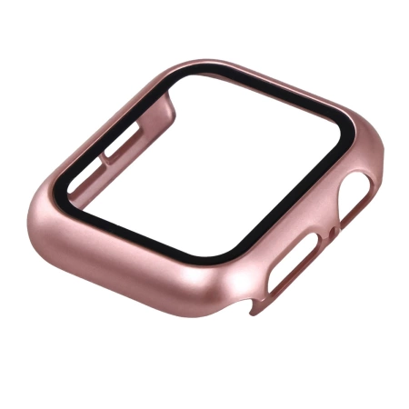 Etui ze szkłem do zegarka Bizon Case+Glass Watch do Apple Watch SE 3 / SE 2 / SE / 6 / 5 / 4 (40 mm), różowozłote