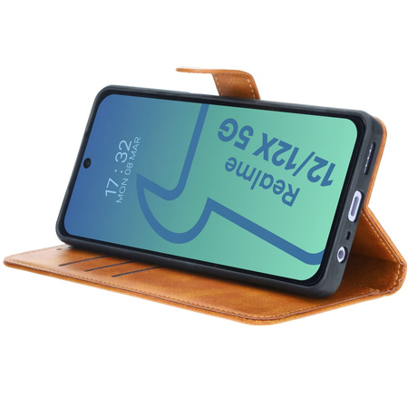 Etui z klapką Bizon Case Pocket do Realme 12 / 12x, brązowe