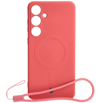 Etui Bizon Case Silicone Magnetic Sq do Galaxy S24 Plus, brudny róż