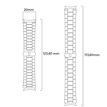Pasek ze stali nierdzewnej do smartwatcha, Bizon Strap Watch Aura, QuickRelease 20 mm, srebrny