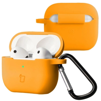 Silikonowe etui z karabińczykiem Bizon Case Headphone Silicone do AirPods 3, marchewkowe