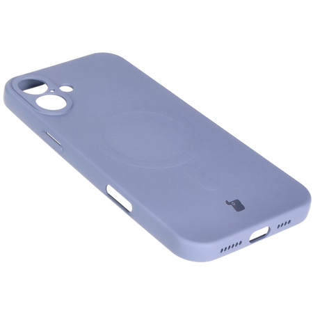 Silikonowe etui z pierścieniem magnetycznym Bizon Case Silicone Magnetic do iPhone 16 Plus, szare