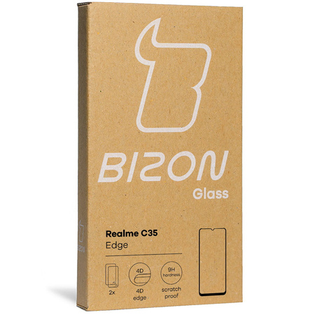 Szkło hartowane Bizon Glass Edge - 2 sztuki + ochrona na obiektyw, Realme C35