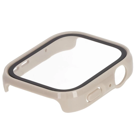 Etui ze szkłem do zegarka Bizon Case+Glass Watch do Huawei Watch Fit 4, beżowe