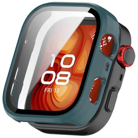 Etui ze szkłem do zegarka Bizon Case+Glass Watch do Huawei Watch Fit 4 Pro, zielone