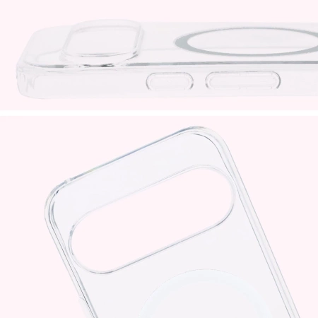 Etui z pierścieniem magnetycznym Bizon Case CrystalO do Google Pixel 10 Pro XL, przezroczyste