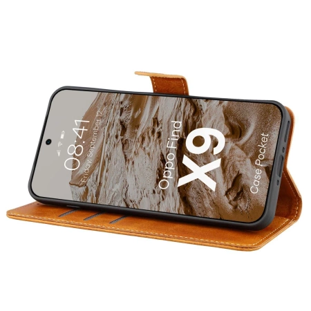 Etui z klapką Bizon Case Pocket do Oppo Find X9, brązowe