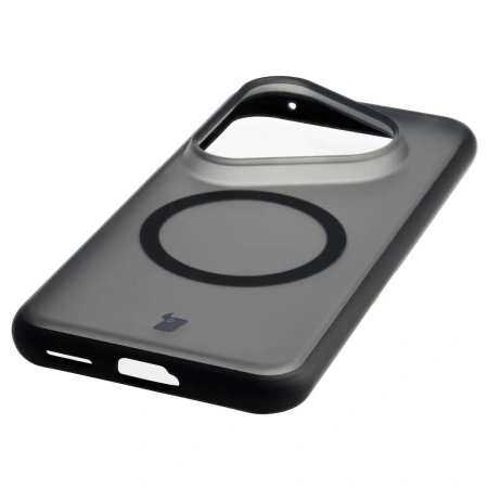 Etui z pierścieniem magnetycznym Bizon Case MatteO do Huawei Pura 80 Ultra, przydymione-czarne