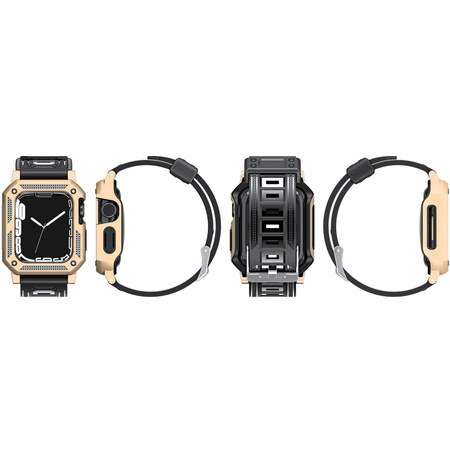 Etui z paskiem Bizon Strap + Case Watch Armor do Apple Watch 40 / 41mm, złote