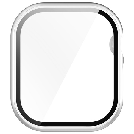Etui ze szkłem do zegarka Bizon Case+Glass Watch do Apple Watch 11 / 10 (46mm), srebrne