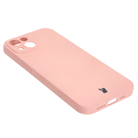 Etui silikonowe z pierścieniem magnetycznym Bizon Case Silicone Magnetic do iPhone 14, jasnoróżowe