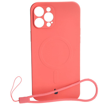 Etui silikonowe z pierścieniem magnetycznym Bizon Case Silicone Magnetic do iPhone 12 Pro Max, brudnoróżowe