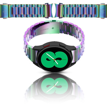 Pasek ze stali nierdzewnej Bizon Strap Watch Aura do Galaxy Watch FE/7/6/6 Classic/5/5 Pro/4/4 Classic, tęczowy