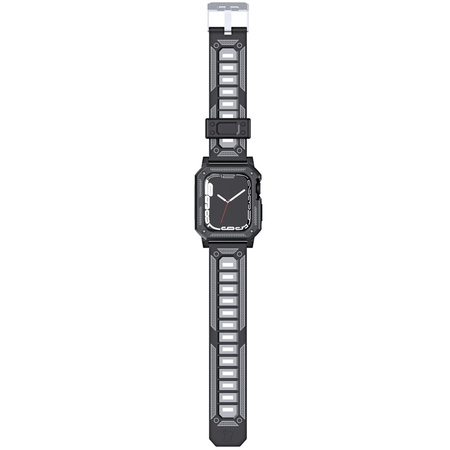 Etui z paskiem Bizon Strap + Case Watch Armor do Apple Watch 44 / 45mm, czarne