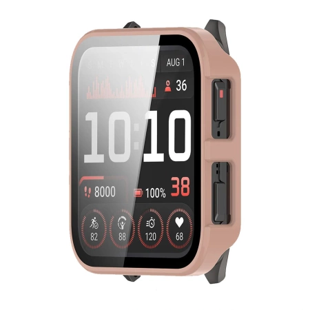 Etui ze szkłem do zegarka Bizon Case Watch Adamo do Garmin Venu X1, różowe