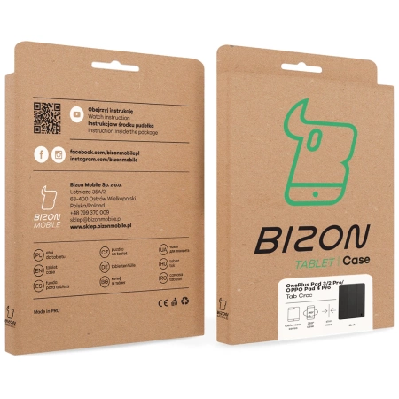 Etui z klapką Bizon Case Tab Croc do OnePlus Pad 3 / 2 Pro / OPPO Pad 4 Pro, czarne