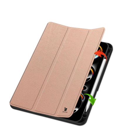 Etui Bizon Case Tab Lizard do iPad Pro 11" 2025 / 2024, różowozłote