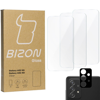 Szkło hartowane Bizon Glass Clear - 3 szt. + obiektyw, Galaxy A52s 5G, A52 4G/5G