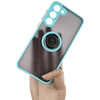 Etui z uchwytem na palec Bizon Case Hybrid Ring do Galaxy S23 Plus, przydymione z jasnoniebieską ramką