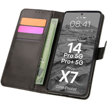 Etui z klapką Bizon Case Pocket do Xiaomi Redmi Note 14 Pro 5G / Poco X7, czarne