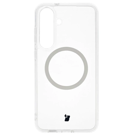 Etui z pierścieniem magnetycznym Bizon Case CrystalO do Galaxy S25 FE, przezroczyste