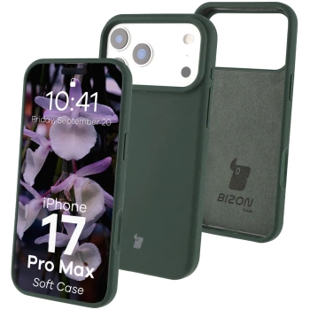 Silikonowe etui Bizon Soft Case do iPhone 17 Pro Max, ciemnozielone