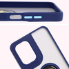 Etui z uchwytem na palec Bizon Case Hybrid Ring do Motorola Moto G05 / E15, przydymione z granatową ramką