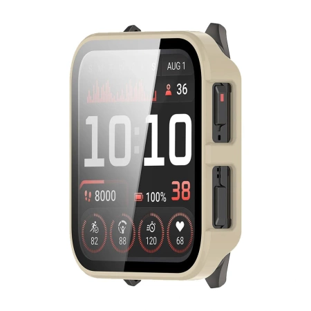 Etui ze szkłem do zegarka Bizon Case Watch Adamo do Garmin Venu X1, beżowe